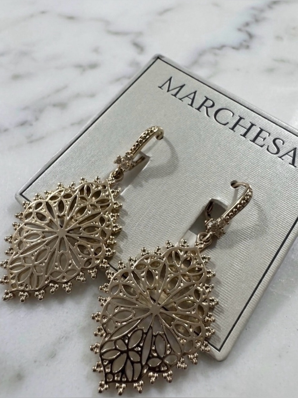 Marchesa Gold-Tone Filigree Beading Openwork Leverback
Drop Earrings